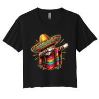 Cinco De Mayo Cat Dabbing Poncho Sombrero Mexican Fiesta Women's Crop Top Tee