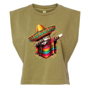 Cinco De Mayo Cat Dabbing Poncho Sombrero Mexican Fiesta Garment-Dyed Women's Muscle Tee