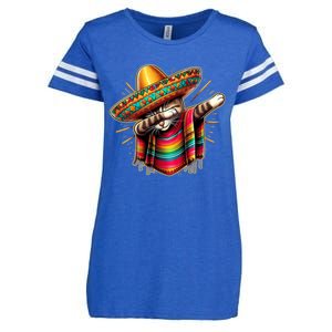 Cinco De Mayo Cat Dabbing Poncho Sombrero Mexican Fiesta Enza Ladies Jersey Football T-Shirt