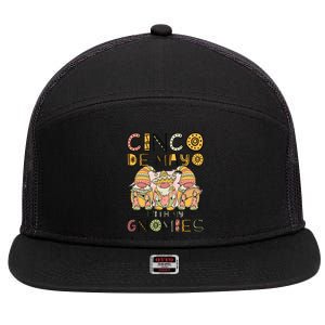 Cinco De Mayo With My Gnomies Mexican Trio Gnomes Boys Girls 7 Panel Mesh Trucker Snapback Hat