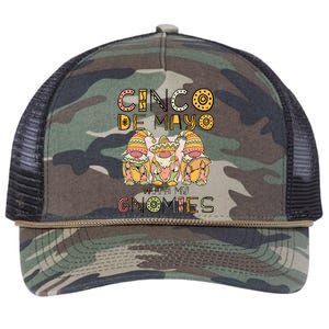 Cinco De Mayo With My Gnomies Mexican Trio Gnomes Boys Girls Retro Rope Trucker Hat Cap