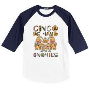 Cinco De Mayo With My Gnomies Mexican Trio Gnomes Boys Girls Baseball Sleeve Shirt