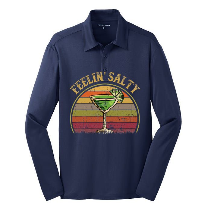 Cinco De Mayo Feeling Salty Funny Gift Margarita Silk Touch Performance Long Sleeve Polo