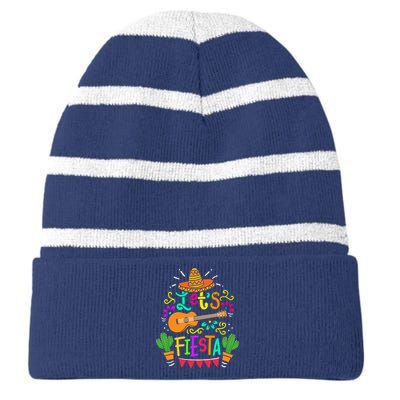 Cinco De Mayo Mexican Guitar Cactus For Boy Girl Striped Beanie with Solid Band