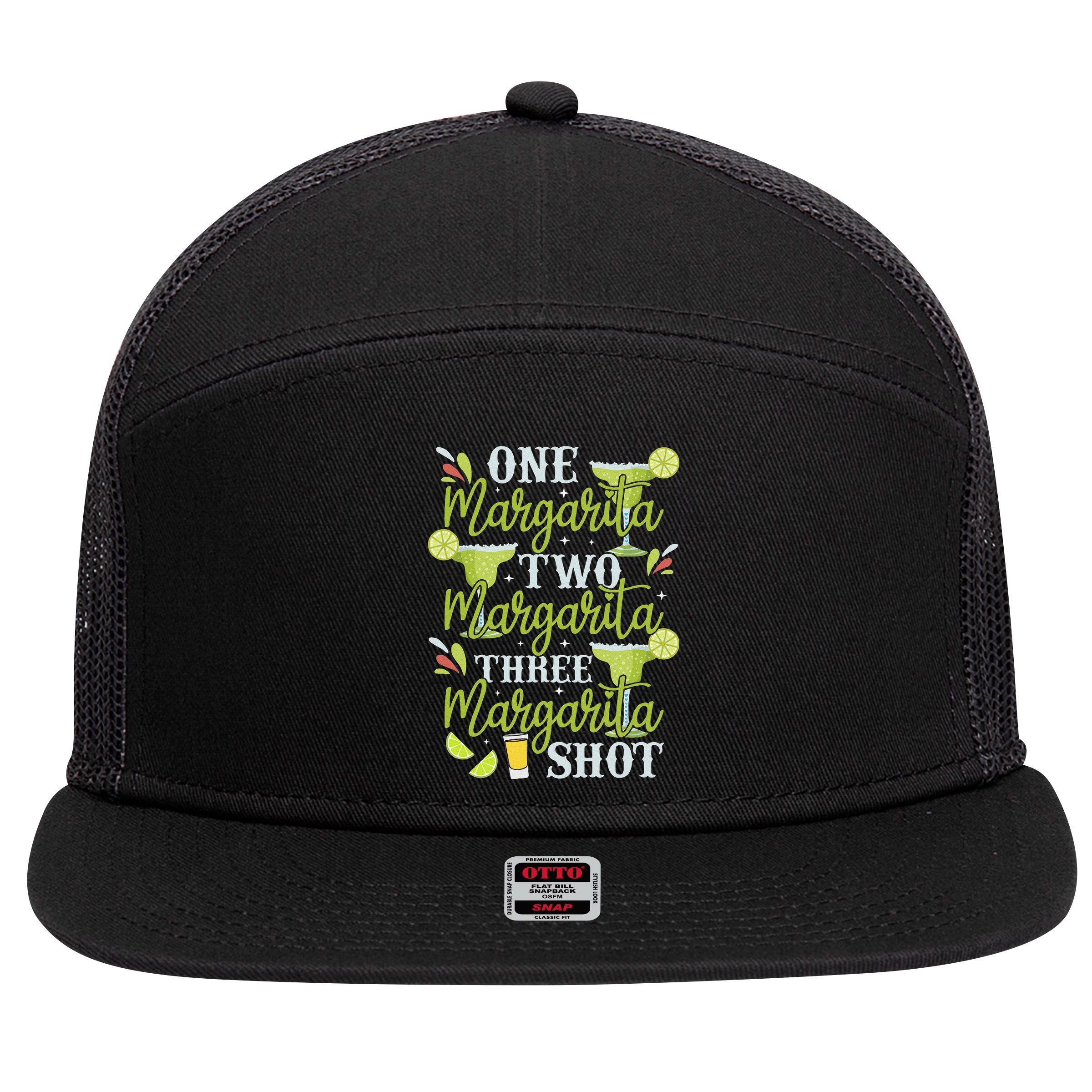 Cinco De Mayo One Margarita Two Margarita Three Margarita 7 Panel Mesh Trucker Snapback Hat