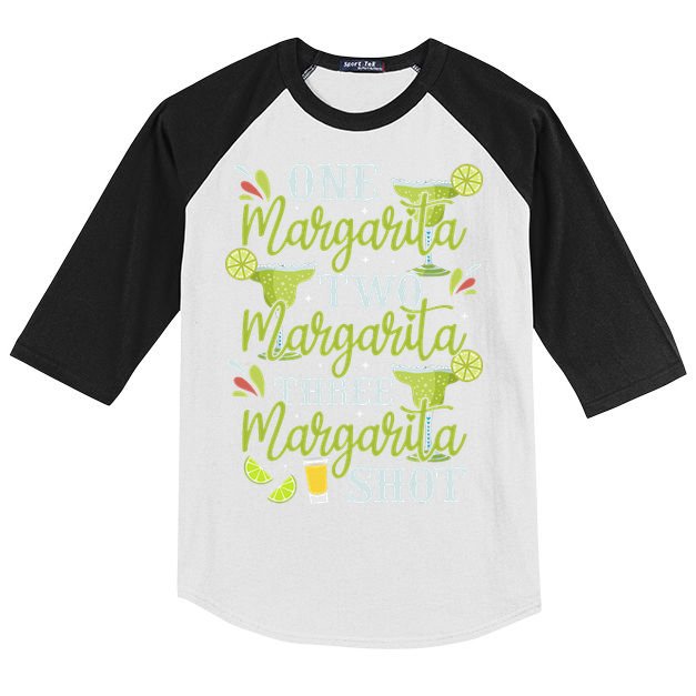 Cinco De Mayo One Margarita Two Margarita Three Margarita Kids Colorblock Raglan Jersey