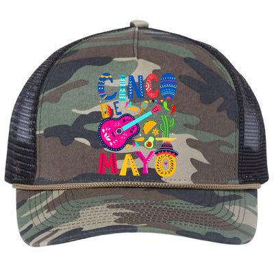 Cinco De Mayo Mexican Fiesta 5 De Mayo Funny Mexican Party Retro Rope Trucker Hat Cap