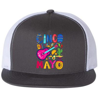 Cinco De Mayo Mexican Fiesta 5 De Mayo Funny Mexican Party Flat Bill Trucker Hat