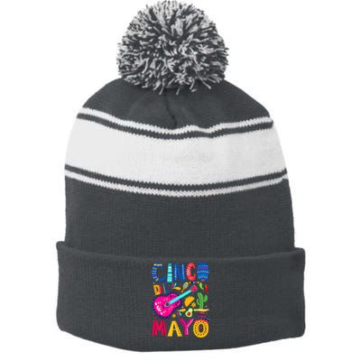 Cinco De Mayo Mexican Fiesta 5 De Mayo Funny Mexican Party Stripe Pom Pom Beanie