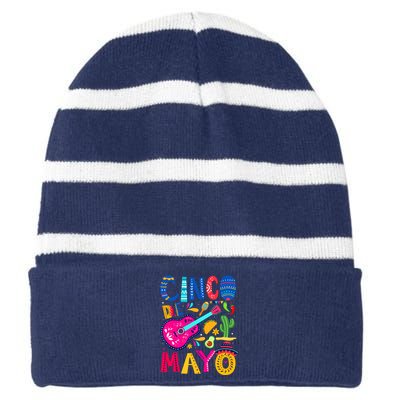 Cinco De Mayo Mexican Fiesta 5 De Mayo Funny Mexican Party Striped Beanie with Solid Band