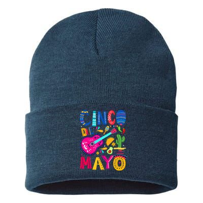 Cinco De Mayo Mexican Fiesta 5 De Mayo Funny Mexican Party Sustainable Knit Beanie