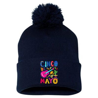 Cinco De Mayo Mexican Fiesta 5 De Mayo Funny Mexican Party Pom Pom 12in Knit Beanie