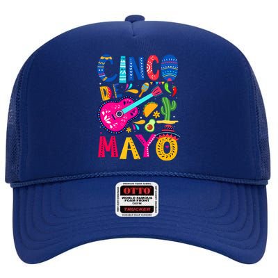 Cinco De Mayo Mexican Fiesta 5 De Mayo Funny Mexican Party High Crown Mesh Back Trucker Hat