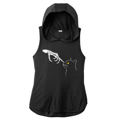 Cat Dad Mom Black Cat Lover Skeleton Hand Funny Halloween Ladies PosiCharge Tri-Blend Wicking Draft Hoodie Tank