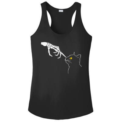 Cat Dad Mom Black Cat Lover Skeleton Hand Funny Halloween Ladies PosiCharge Competitor Racerback Tank