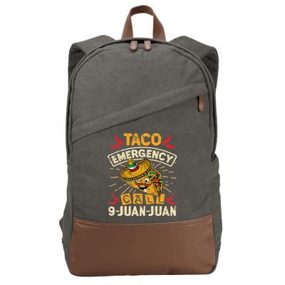 Cinco De Mayo Taco Emergency Call 9 Juan Juan Essential Cotton Canvas Backpack