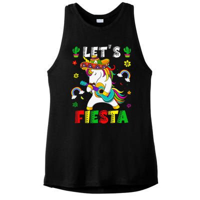 Cinco De Mayo Party Lets Fiesta Dancing Mexican Unicorn Ladies PosiCharge Tri-Blend Wicking Tank