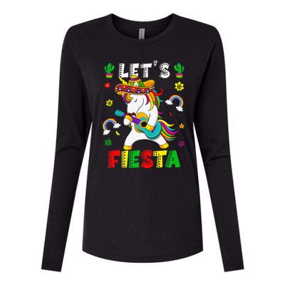 Cinco De Mayo Party Lets Fiesta Dancing Mexican Unicorn Womens Cotton Relaxed Long Sleeve T-Shirt