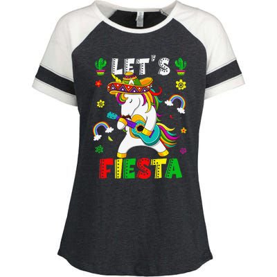 Cinco De Mayo Party Lets Fiesta Dancing Mexican Unicorn Enza Ladies Jersey Colorblock Tee