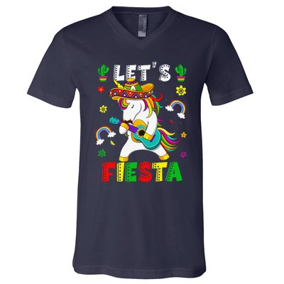 Cinco De Mayo Party Lets Fiesta Dancing Mexican Unicorn V-Neck T-Shirt