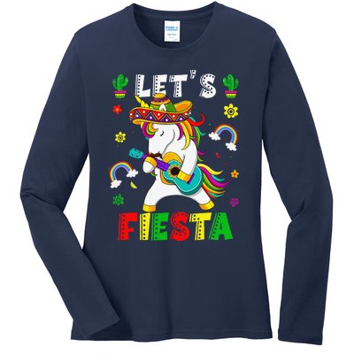 Cinco De Mayo Party Lets Fiesta Dancing Mexican Unicorn Ladies Long Sleeve Shirt