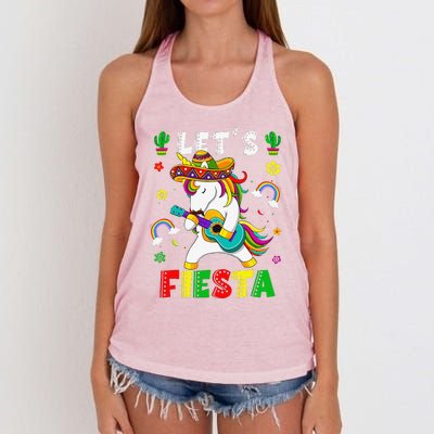 Cinco De Mayo Party Lets Fiesta Dancing Mexican Unicorn Women's Knotted Racerback Tank