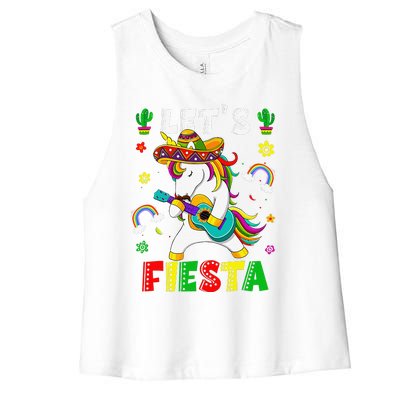 Cinco De Mayo Party Lets Fiesta Dancing Mexican Unicorn Women's Racerback Cropped Tank