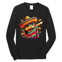 Cinco De Mayo Cat Dabbing Poncho Sombrero Mexican Fiesta Long Sleeve Shirt