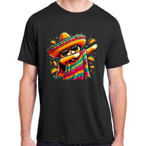 Cinco De Mayo Cat Dabbing Poncho Sombrero Mexican Fiesta Adult ChromaSoft Performance T-Shirt