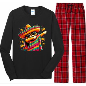 Cinco De Mayo Cat Dabbing Poncho Sombrero Mexican Fiesta Long Sleeve Pajama Set