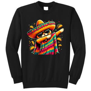 Cinco De Mayo Cat Dabbing Poncho Sombrero Mexican Fiesta Tall Sweatshirt