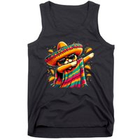 Cinco De Mayo Cat Dabbing Poncho Sombrero Mexican Fiesta Tank Top