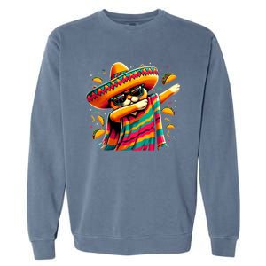 Cinco De Mayo Cat Dabbing Poncho Sombrero Mexican Fiesta Garment-Dyed Sweatshirt