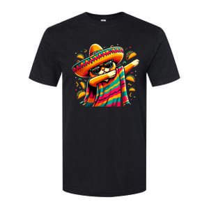 Cinco De Mayo Cat Dabbing Poncho Sombrero Mexican Fiesta Softstyle CVC T-Shirt