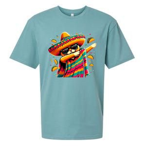 Cinco De Mayo Cat Dabbing Poncho Sombrero Mexican Fiesta Sueded Cloud Jersey T-Shirt