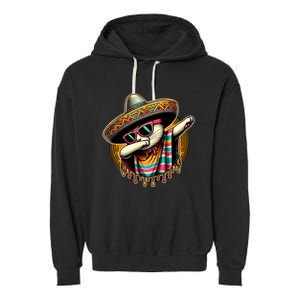 Cinco De Mayo Cat Dabbing Poncho Sombrero Mexican Fiesta Garment-Dyed Fleece Hoodie