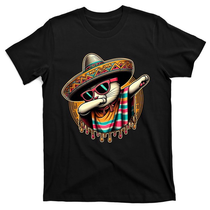 Cinco De Mayo Cat Dabbing Poncho Sombrero Mexican Fiesta T-Shirt