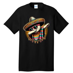 Cinco De Mayo Cat Dabbing Poncho Sombrero Mexican Fiesta Tall T-Shirt