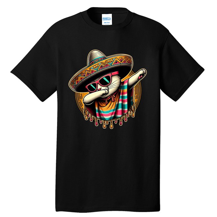 Cinco De Mayo Cat Dabbing Poncho Sombrero Mexican Fiesta Tall T-Shirt