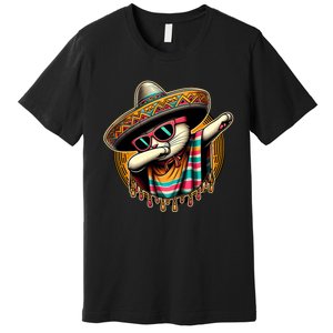 Cinco De Mayo Cat Dabbing Poncho Sombrero Mexican Fiesta Premium T-Shirt