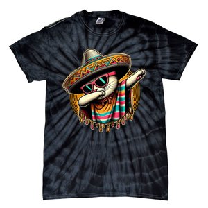 Cinco De Mayo Cat Dabbing Poncho Sombrero Mexican Fiesta Tie-Dye T-Shirt