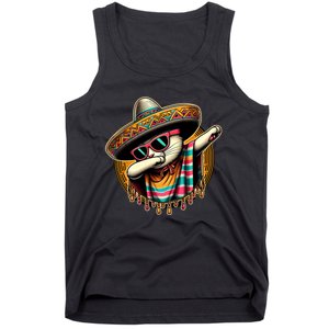 Cinco De Mayo Cat Dabbing Poncho Sombrero Mexican Fiesta Tank Top