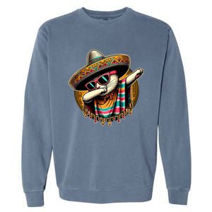 Cinco De Mayo Cat Dabbing Poncho Sombrero Mexican Fiesta Garment-Dyed Sweatshirt