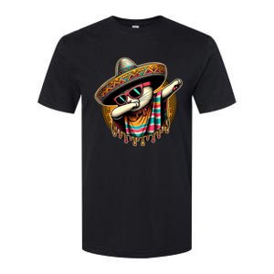 Cinco De Mayo Cat Dabbing Poncho Sombrero Mexican Fiesta Softstyle CVC T-Shirt