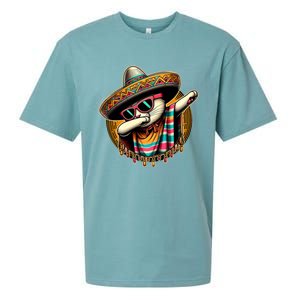 Cinco De Mayo Cat Dabbing Poncho Sombrero Mexican Fiesta Sueded Cloud Jersey T-Shirt