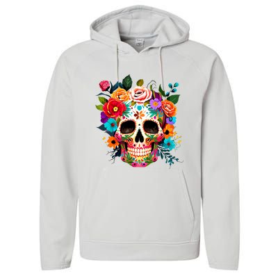 Cinco De Mayo Sugar Skull Day Of The Dead Mexican Fiesta Performance Fleece Hoodie