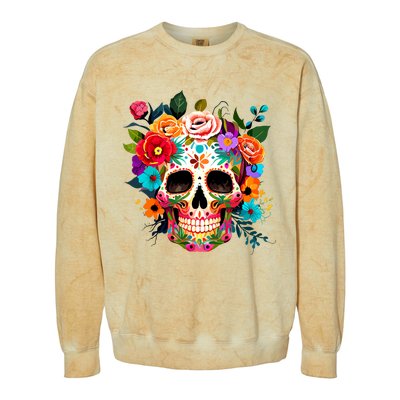 Cinco De Mayo Sugar Skull Day Of The Dead Mexican Fiesta Colorblast Crewneck Sweatshirt