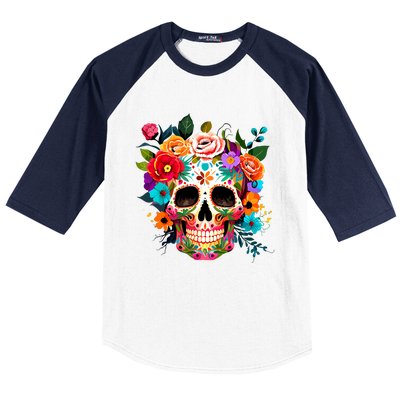 Cinco De Mayo Sugar Skull Day Of The Dead Mexican Fiesta Baseball Sleeve Shirt