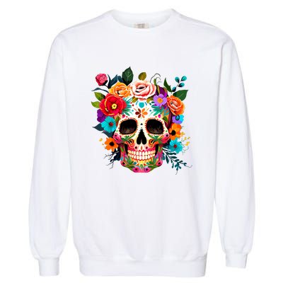 Cinco De Mayo Sugar Skull Day Of The Dead Mexican Fiesta Garment-Dyed Sweatshirt