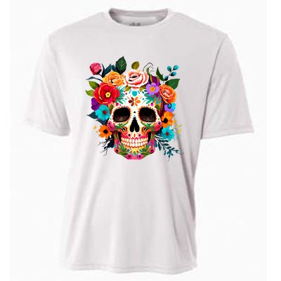 Cinco De Mayo Sugar Skull Day Of The Dead Mexican Fiesta Cooling Performance Crew T-Shirt